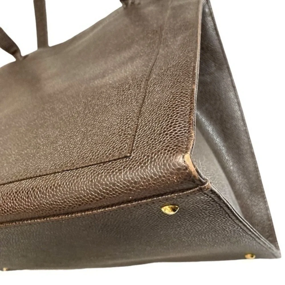 Chanel XXL vintage brown caviar leather RARE cc tote bag purse